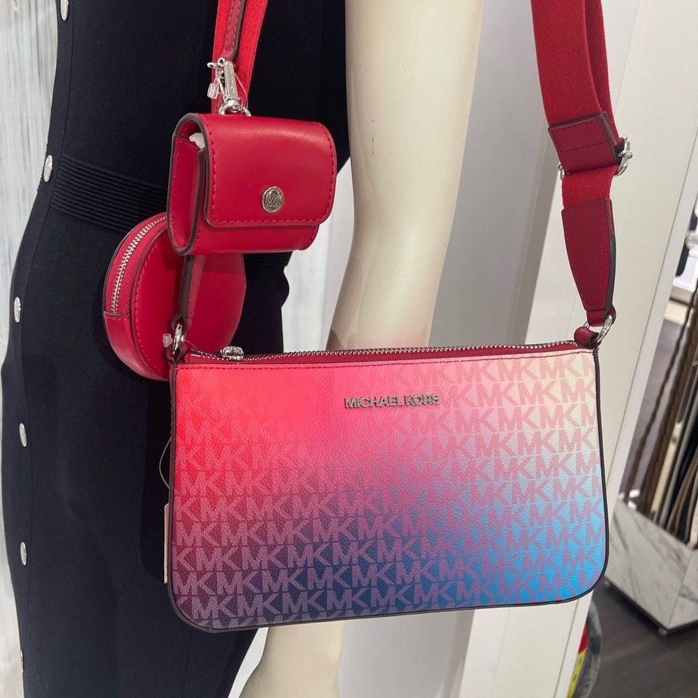 MICHAEL KORS Jet Set Sm Ombré Signature Logo Crossbody Case Apple Airpods Pro - Picture 13 of 16